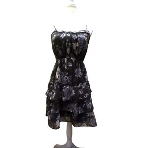 American Eagle Gray floral  ruffled mini dress Size 00